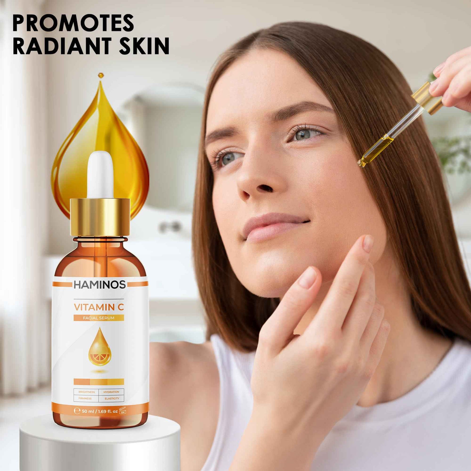 Vitamin C Serum ORGANIC AND VEGAN with Niacinamide, Hyaluronic Acid & Peptides – Brightens, Firms & Hydrates – Anti-Dark Spots, Anti-Ageing & Antioxidant - UNIQUE FORMULA (50 ml - 1.69 Fl Oz)