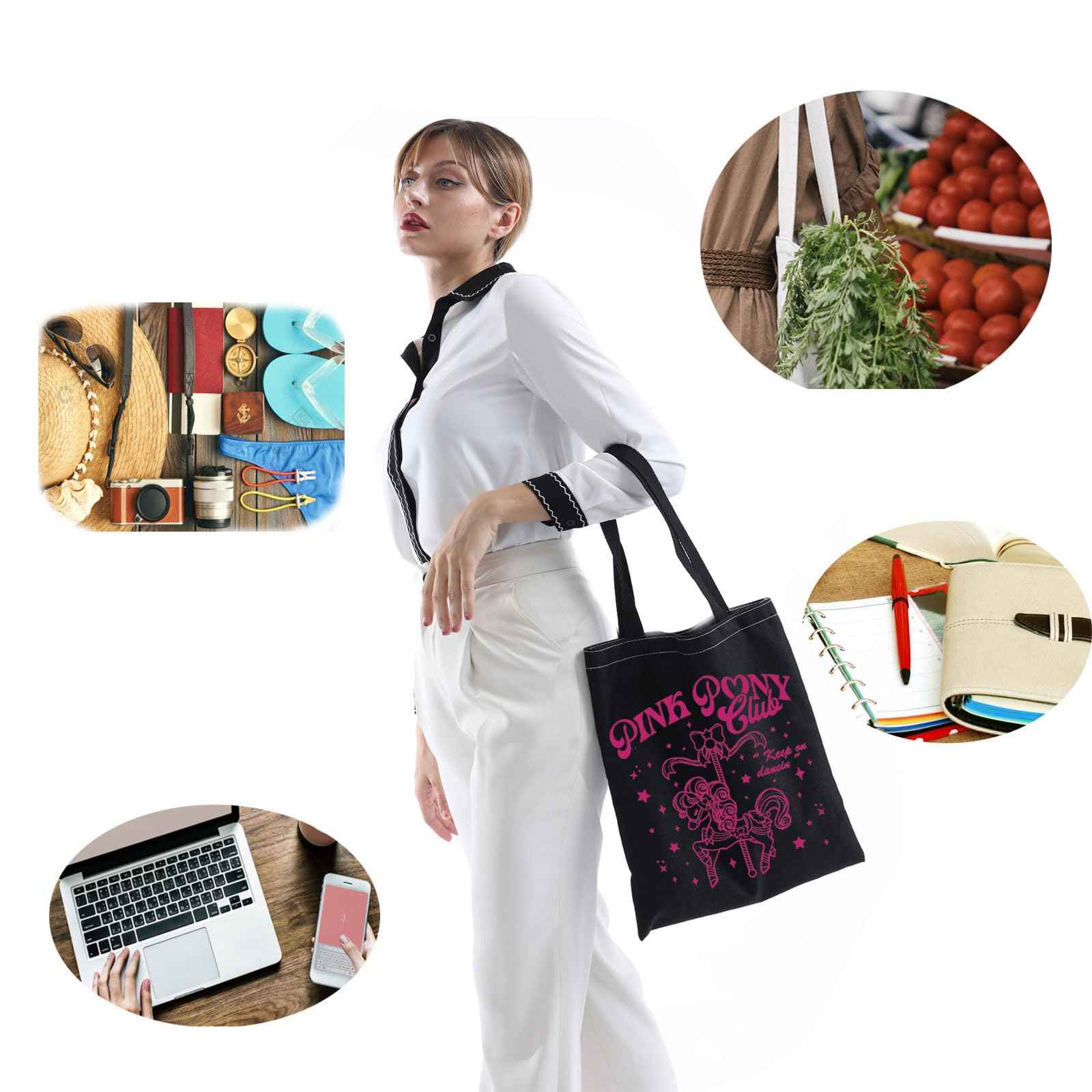 TOBGBE Singer Music Lover Gift Midwest Princess Pink Pony Club Shopping Bag Singer Fan Lyrics Music Concert Merch (West Club BK)