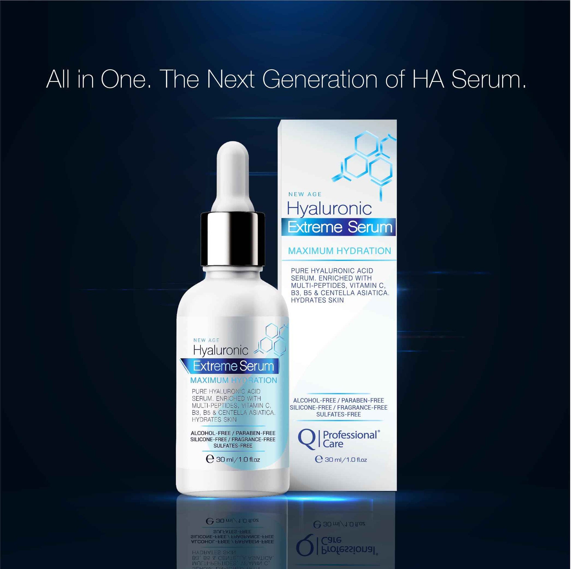 Q|Professional Care Serum for Face | Hyaluronic Acid | Vitamin C | Microneedling | HCA | Multi-Peptides, Vitamins B5, B3, Niacinamide & Centella Asiatica | Alcohol free, Fragrance-Free