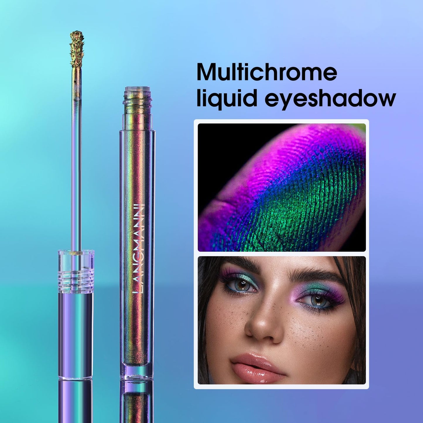 Jolilab Metallic Liquid Chameleon Eyeshadow, Multi-Dimensional Eye Looks, Long-lasting Holographic Glitter Multichrome Eyeshadows Makeup (#Ember+#GX002)