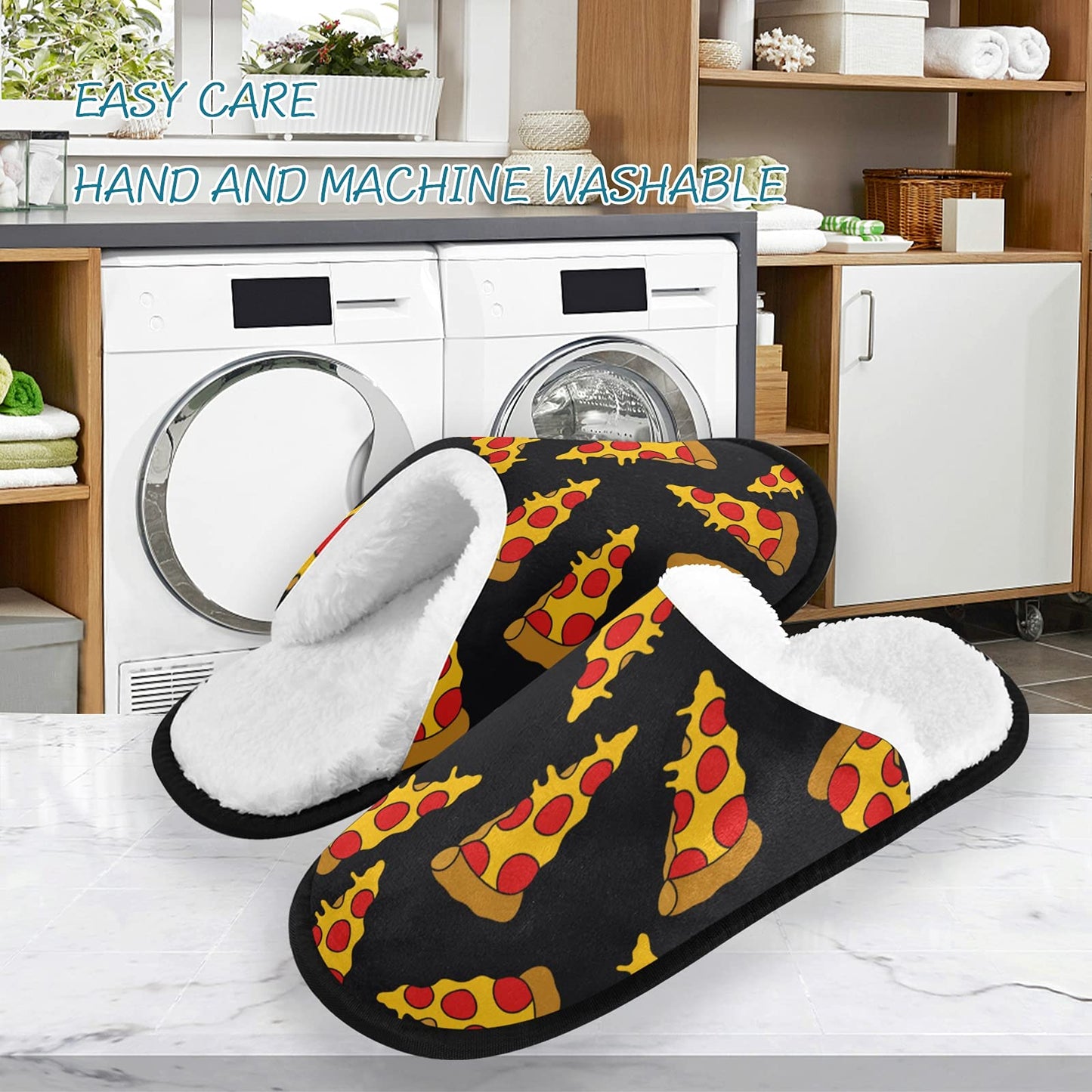 Umidedor Pizza Food Slippers For Women Girls, Soft Memory Foam Non-Slip Indoor House Slippers Home Shoes For Bedroom Hotel Travel Spa