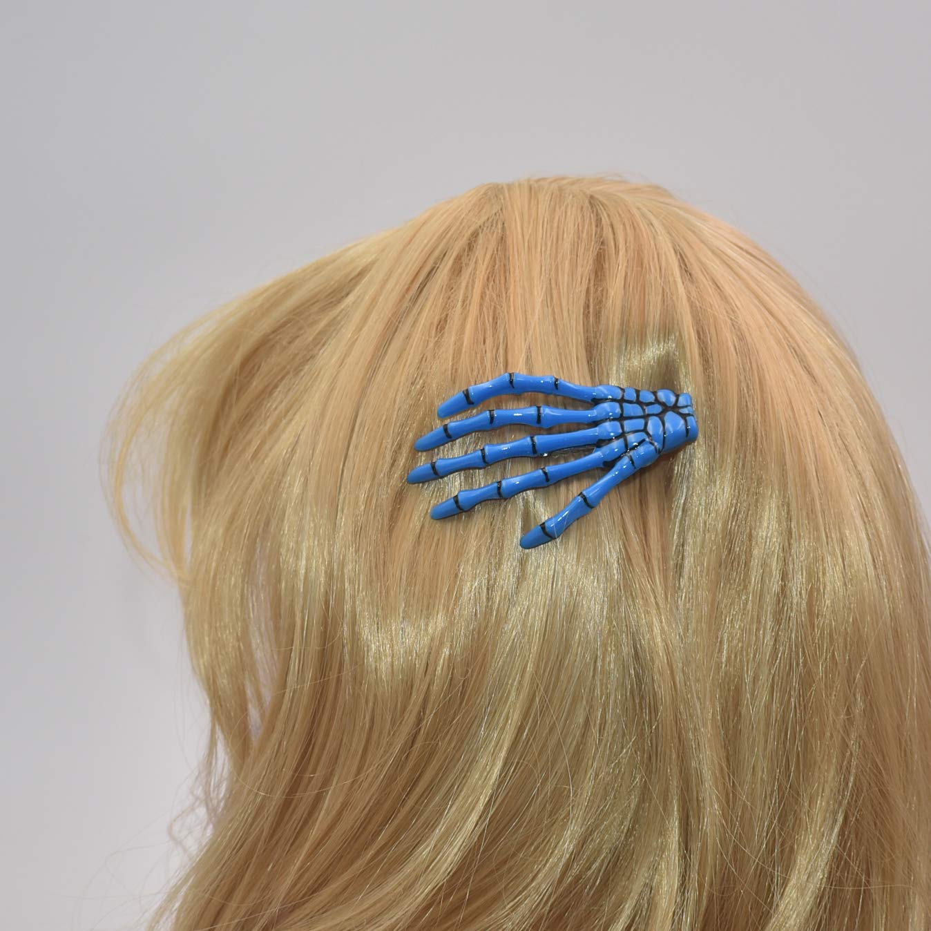 10Pcs Skeleton Hands Hair Clips 3" Halloween Party Hair dress Accessories, Blue