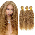 DiexrLamx 27-Blonde J Color 30-34 Inch Honey Blonde Kinky Curly Human Hair Bundles