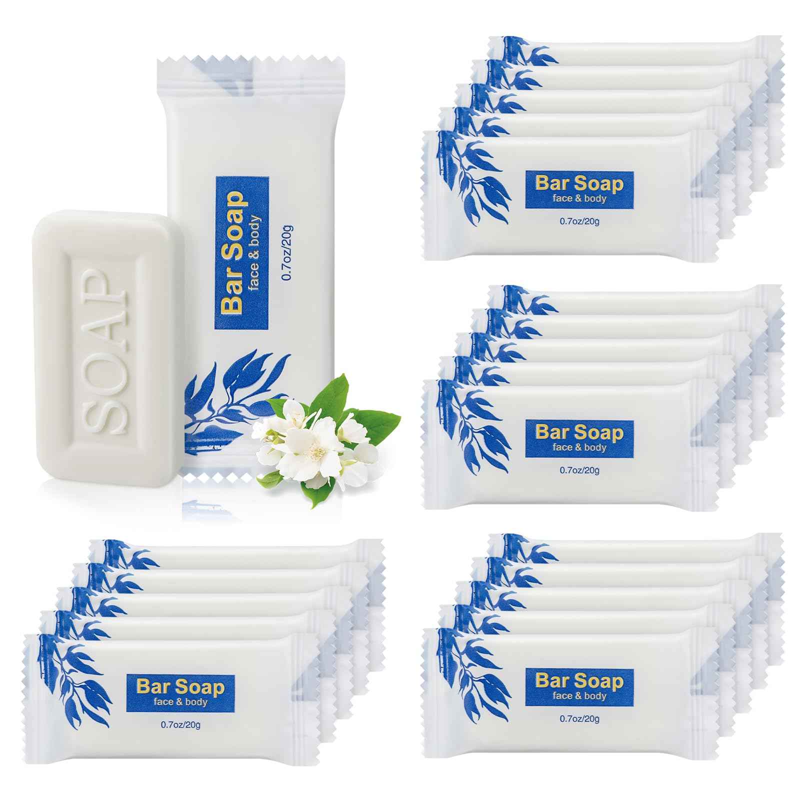 Mini Soap Bars Bulk Individually Wrapped Bulk Bar Soap 0.7oz Travel Soap Small Hotel Soaps Toiletries for Hotel Bathroom Camp RV (100)