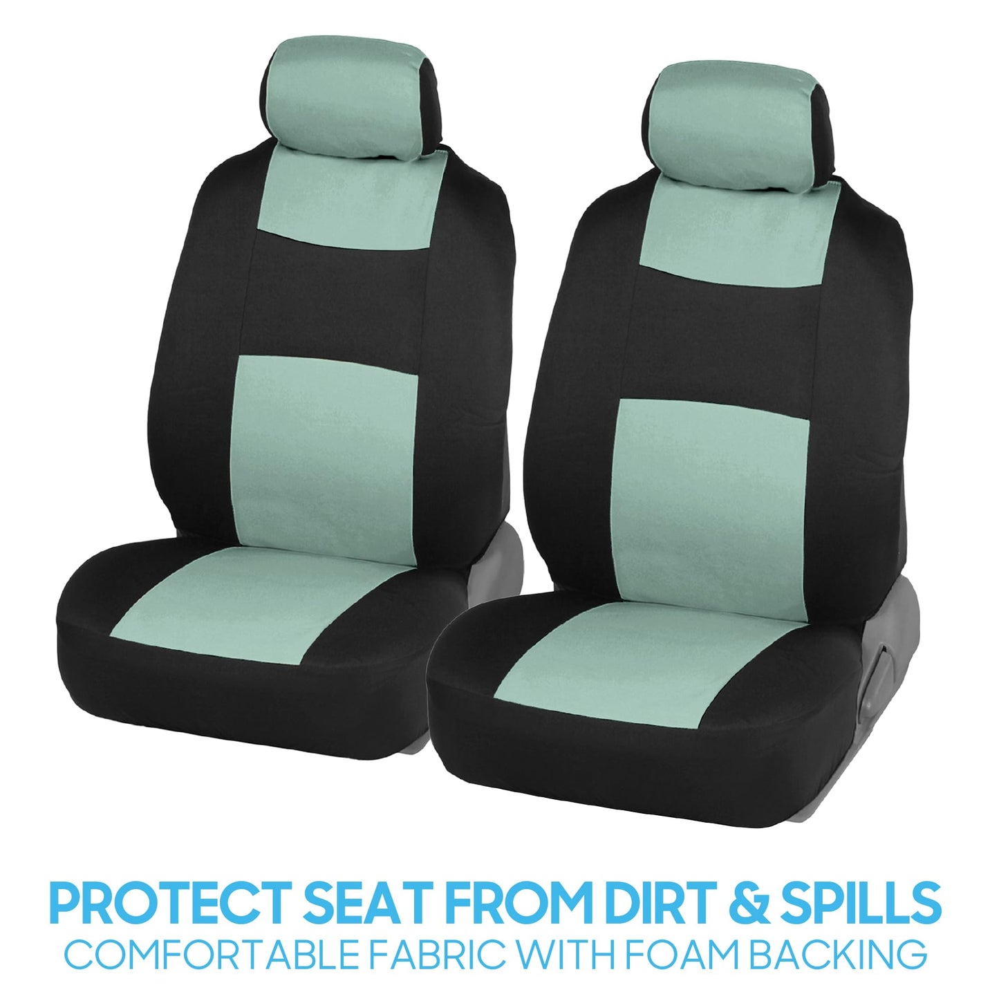 BDK PolyPro Car Seat Covers Full Set in Mint on Black – Front and Rear Split Bench Seat Covers Accessories for Auto Trucks Van SUV,Easy to Install