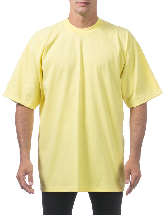 Pro Club Men's Heavyweight Cotton Short Sleeve Crew Neck T-Shirt, Yellow, Small