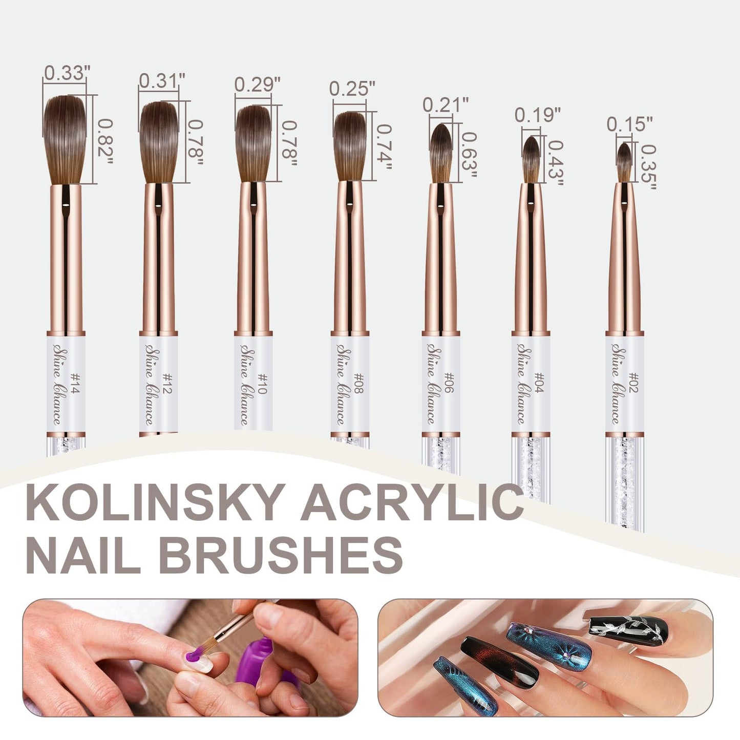 Shine Chance Acrylic Nail Brush Size 4, 100% Real Kolinsky Art Nail Brush for Acrylic Powder Application, Handmade Women Manicure Nail Extension Tool for Professional DIY Home Salon and Beginners