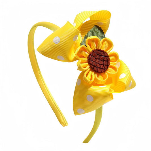 Vsdski Sunflower Headband Yellow Bow Hair Accessories for Women Girls Cute Flower Hair Bands Spring Summer Hair Decoration Wave Point Big Bow Headbands Non Slip Spring Summer Hair Decoration 1 Pcs