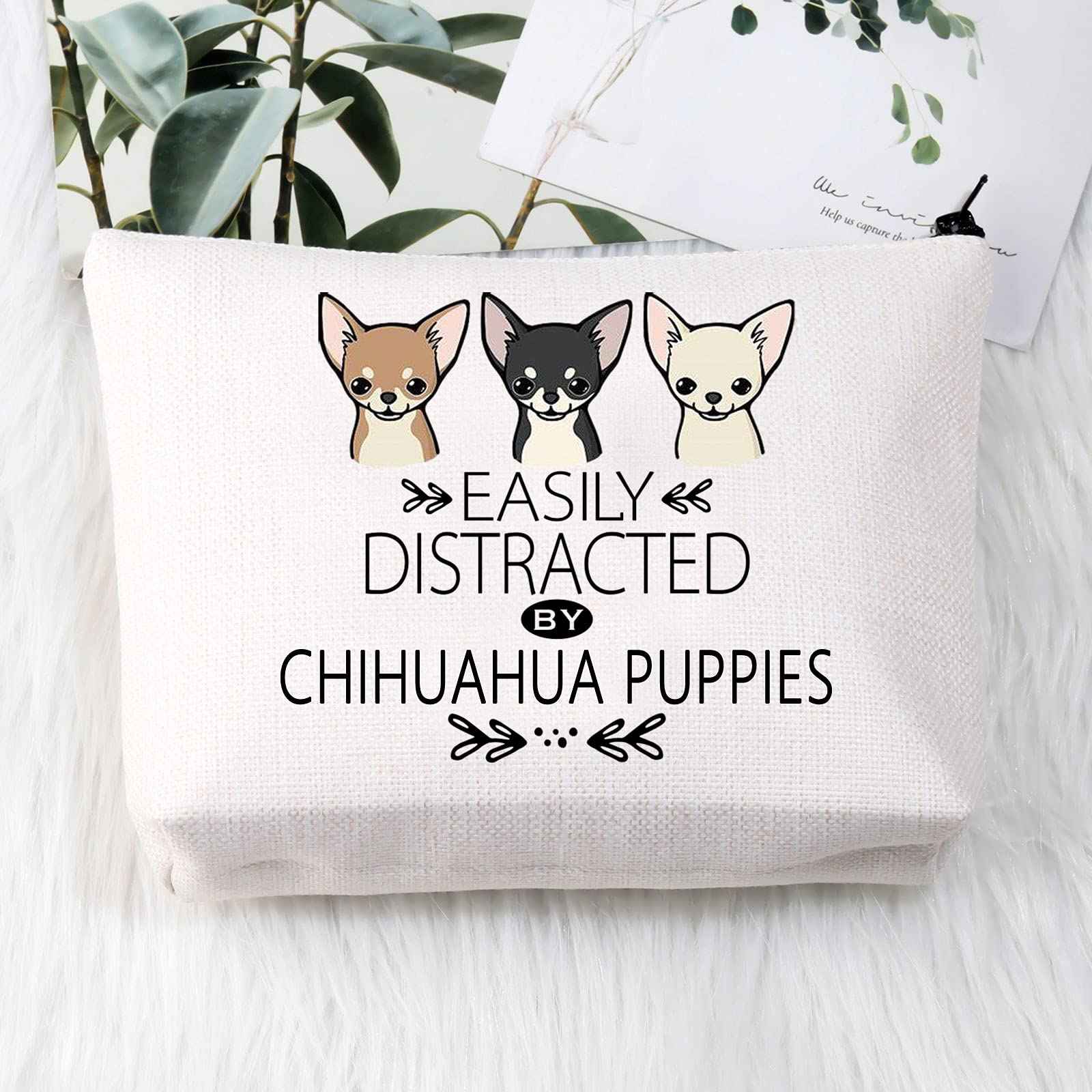 BDPWSS Chihuahua Gift For Chihuahua Lover Cute Chihuahua Makeup Bag Chihuahua Dog Puppy Gift Funny Chihuahua Themed Cosmetic Bag For Chihuahua Mom (Chihuahua Puppies)