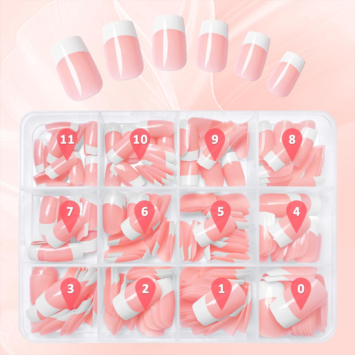 Bellelfin 240Pcs French Tip Press on Nails Short Fake Nails Acrylic Nails Press ons White French Tip Glue on Nails Short Nude French Nails for Women Girls Artificial Fingernails