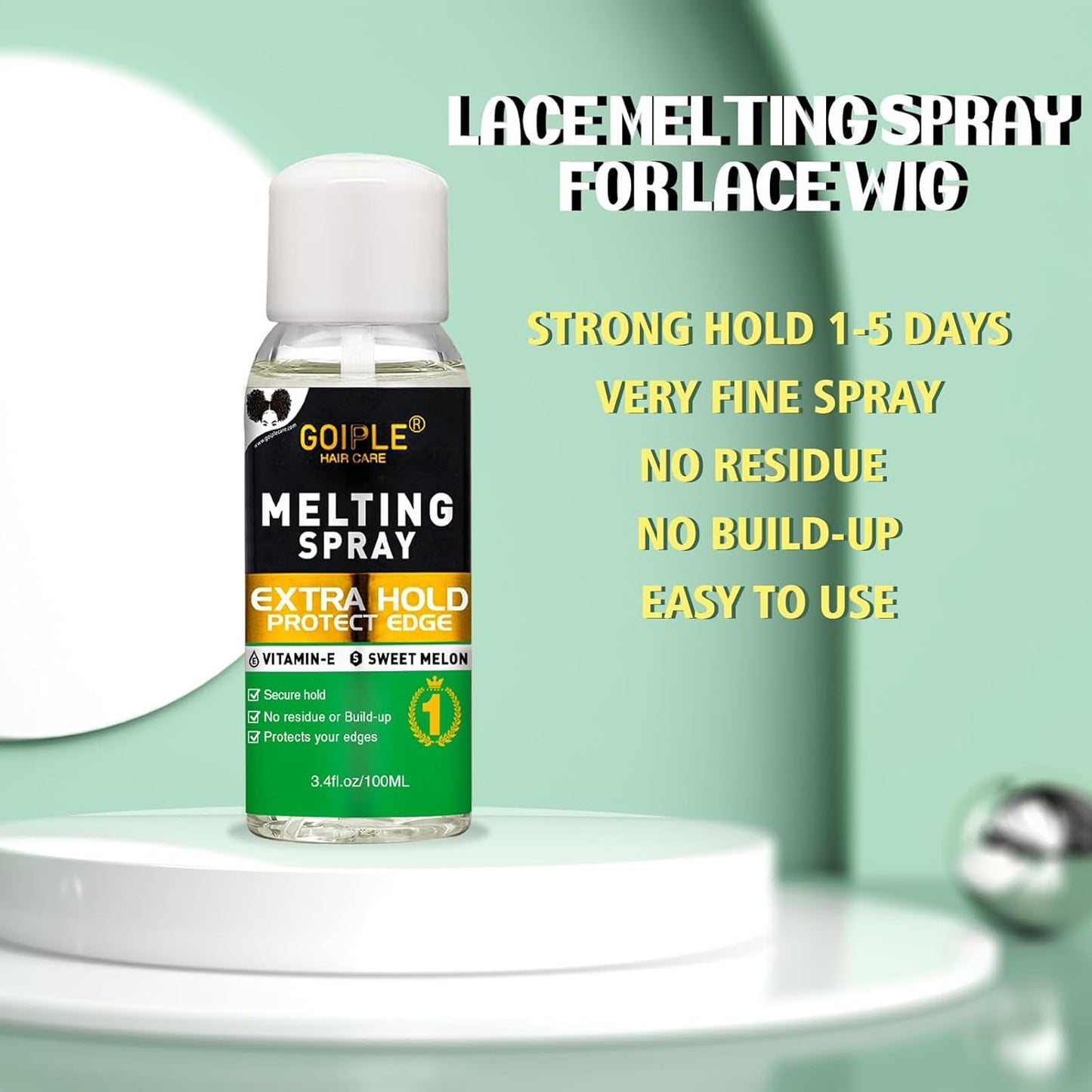 Lace Melting and Holding Spray Glue-Less Hair Adhesive for Wigs, Extra Hold Lace Melting Spray Adhesive Wig Spray for Closure Extensions, Wig Melting Spray Natural Forming Melting Spray Hair Wax Stick