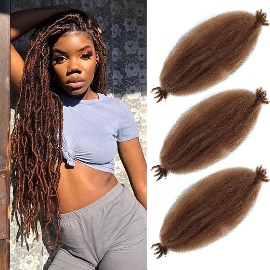 Afro Twist Hair 24 Inch 3 Packs, Springy Afro Twist Hair Pre Fluffed Spring Twist Hair Pre Stretched Wrapping Hair for Soft Locs Hair Extensions (24 Inch (Pack of 3), 30#)