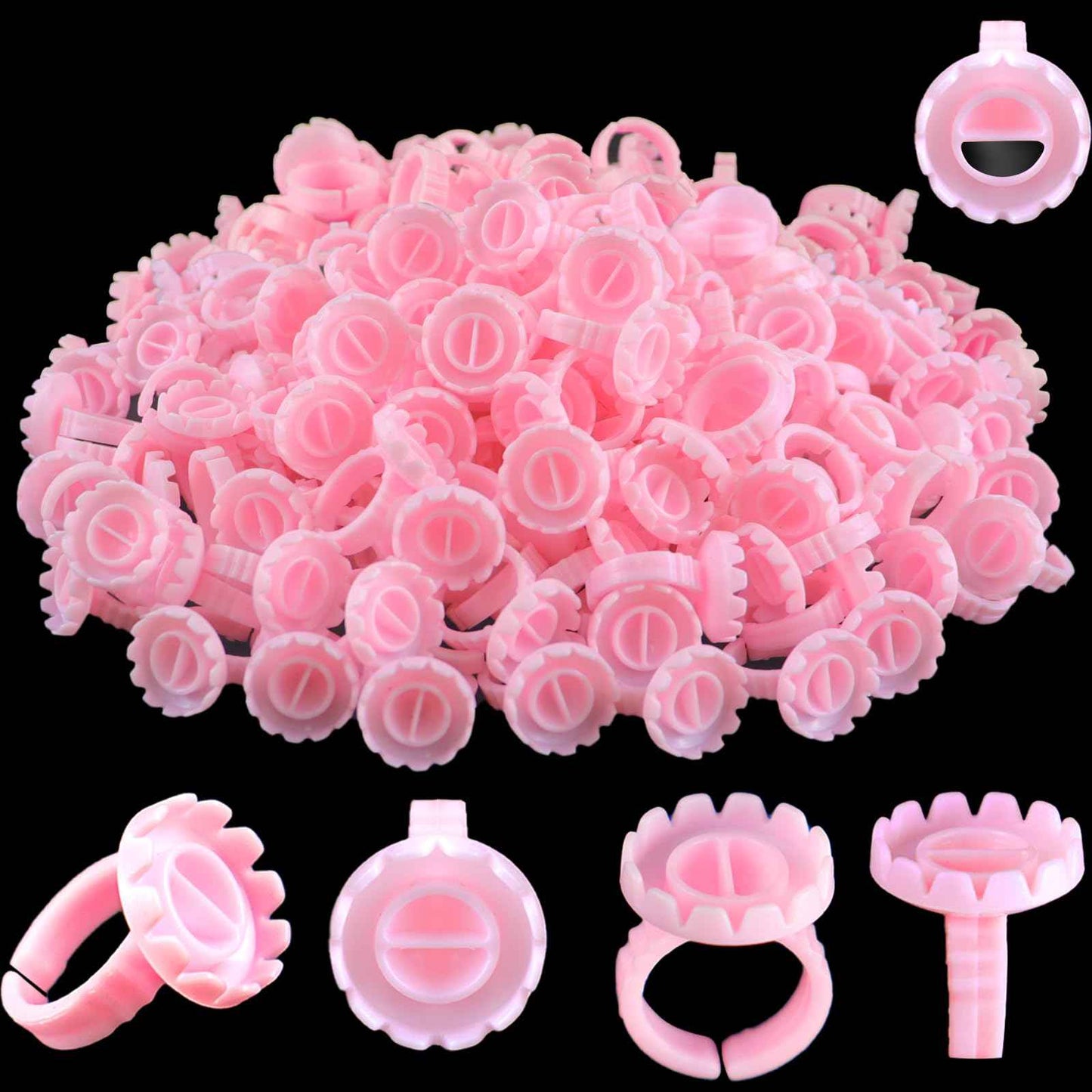100 Pcs Glue Rings for Eyelash Extensions,Disposable Ring for Lashes Cute Lash Glues Holder Ring Glues Cup Glue Rings,Use for Eyelash Extension Supplies(Rotundity Pink)