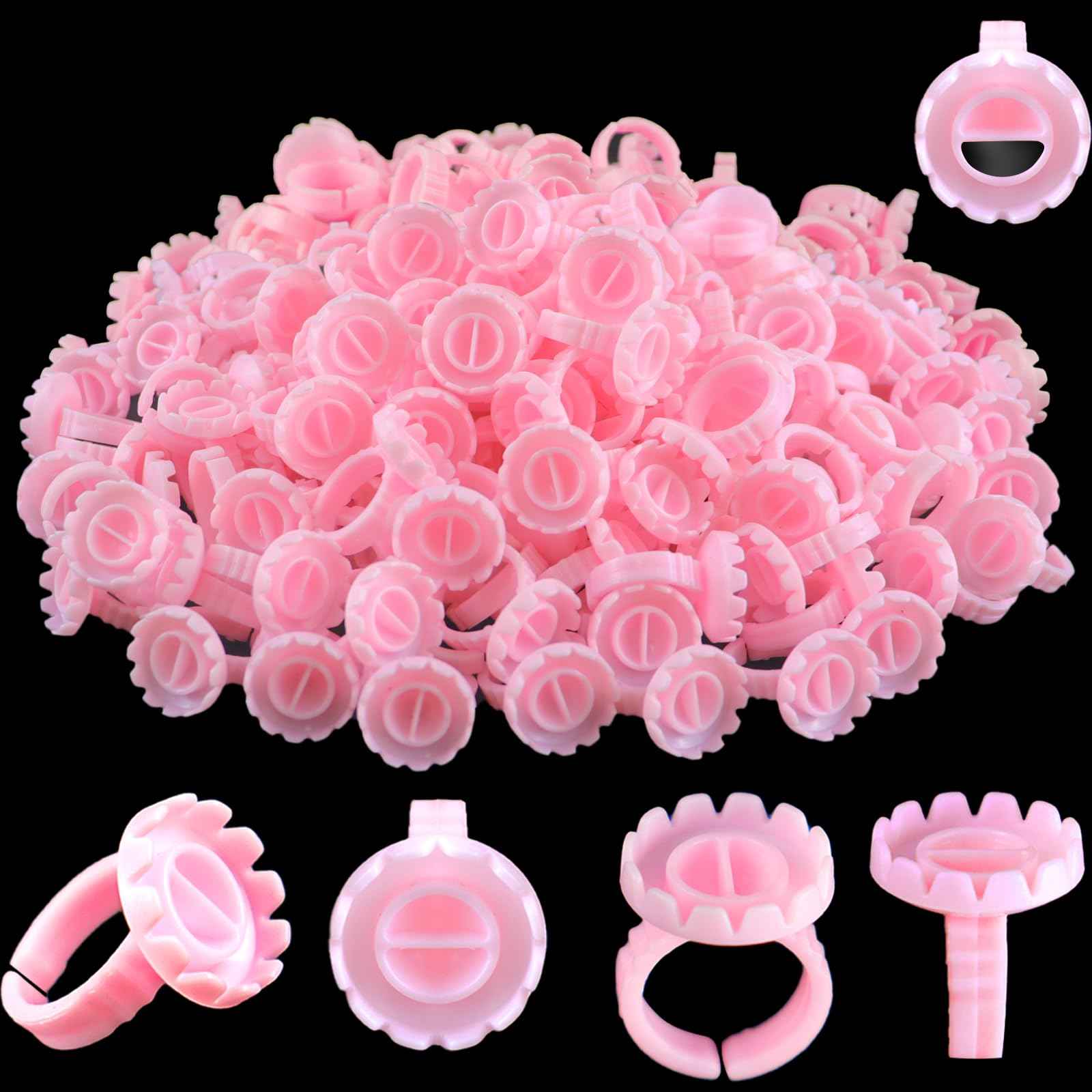 100 Pcs Glue Rings for Eyelash Extensions,Disposable Ring for Lashes Cute Lash Glues Holder Ring Glues Cup Glue Rings,Use for Eyelash Extension Supplies(Rotundity Pink)