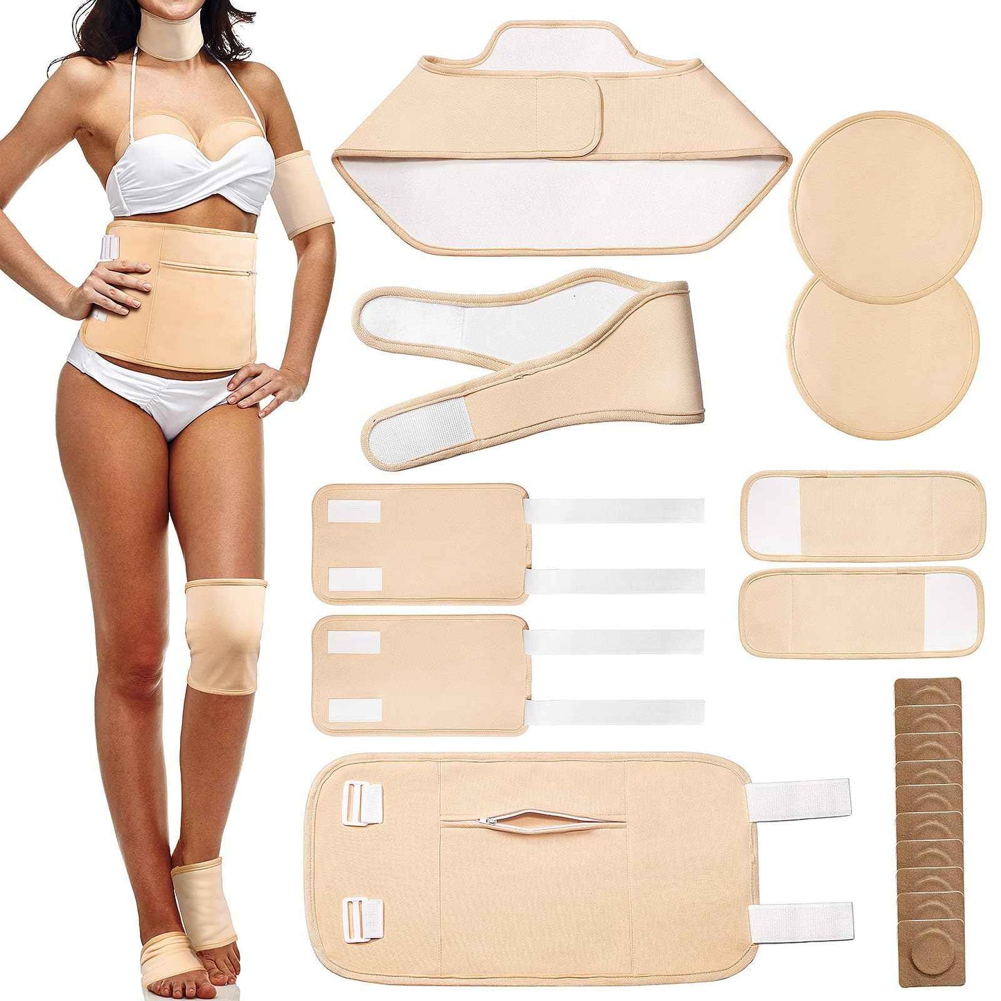 19Pcs Castor oil pack wrap,including 9pcs organic castor oil pack and 10pcs disposable patches for belly button,reusable wrap for entire body,adjustable straps,waterproof,anti leak