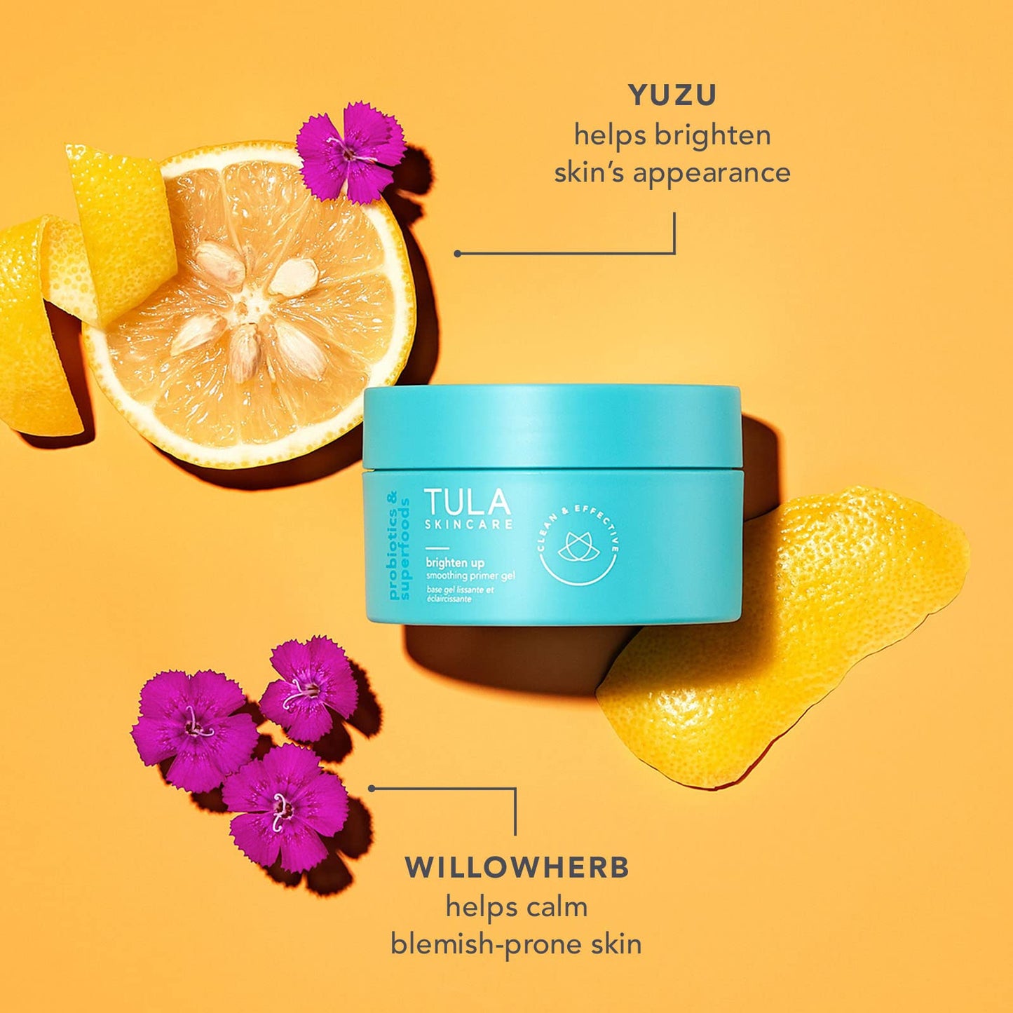 TULA Probiotic Skin Care Brighten Up Smoothing Primer Gel | Silicone-Free, Non-Comedogenic Face Primer Grips Makeup, Infused with Yuzu and Willowherb | 1.41 fl. oz.