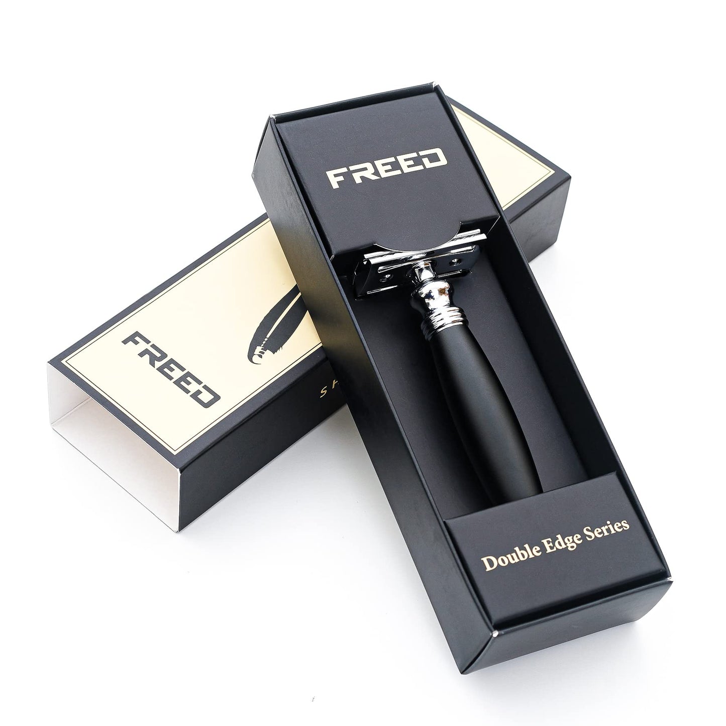 FREED Double Edge Razor,single blade razor,Aluminum alloy handle paired with a textured matte black finish,10 Japanese 6cr13 Stainless Steel Blades,It's the best gift for men,fathers,or birthdays