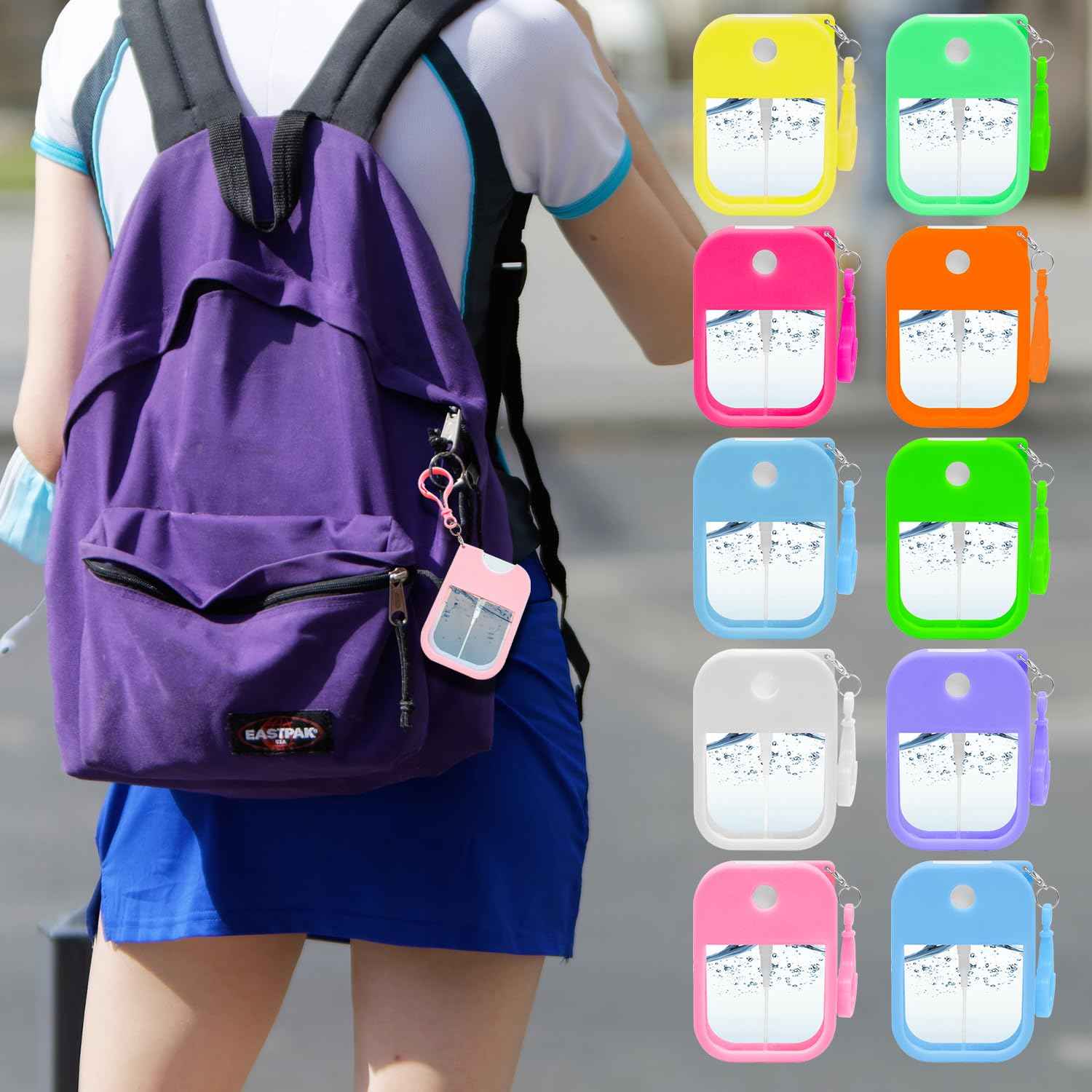 VIEKIER 10 Pcs Portable Card Spray Bottle 1.29oz Refillable Perfume Bottle Reusable Leakproof Spray Bottle Water Spray Bottle with Keychain for Cosmetic 10 Color