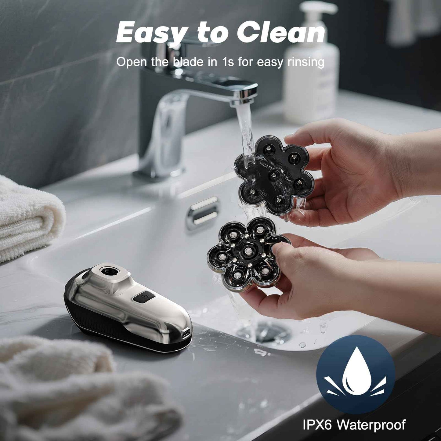 Head Shaver for Bald Men, Coklean 1400mAh Detachable Electric Shavers Rechargeable Rotary Shaver with LED Display & 8500RPM Motor IPX6 Waterproof Dry/Wet Electric Razor, Gift for Dad Husband