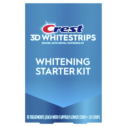 Crest 3D Whitestrips Whitening Starter Kit – Teeth Whitening Kit, 10 Treatments, Each with 1 Upper/1Lower, 20 Strips – Crest 3DWhite Teeth Whitening Strips