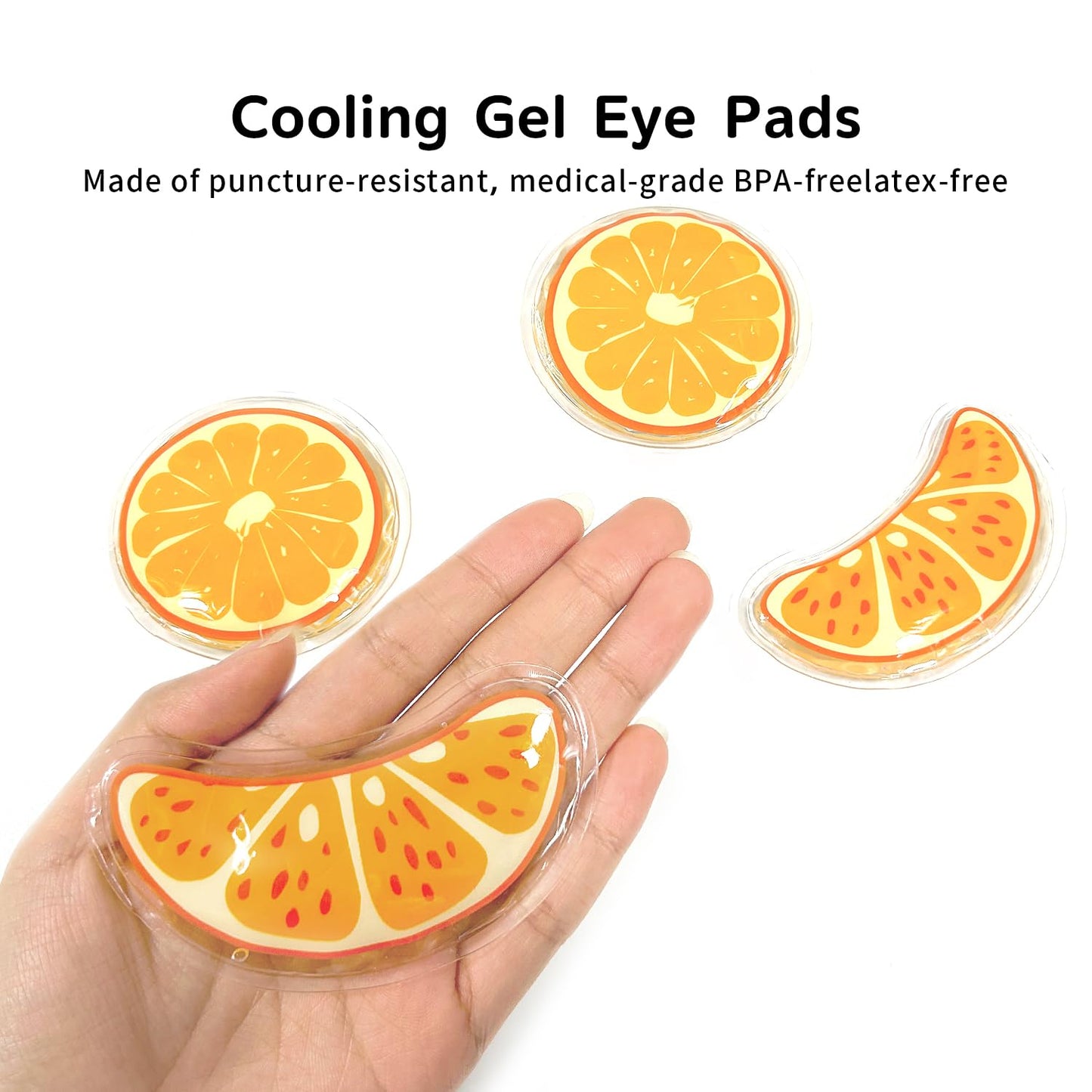 CONBELLA Gel Ice Pack Reusable Cooling Eye Pads and Under Patches,Eye Hot Cold Treatment for Redness,Pain Relief Relax (Oranges)