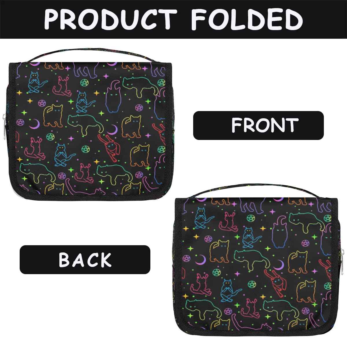 lakefvgk Black Cats Hanging Toiletry Bag, Spacious Travel Toiletry Bag for Women Men, Cosmetic Bags for Women, Travel Makeup Bag Suitable for Business, Camping, and Fitness