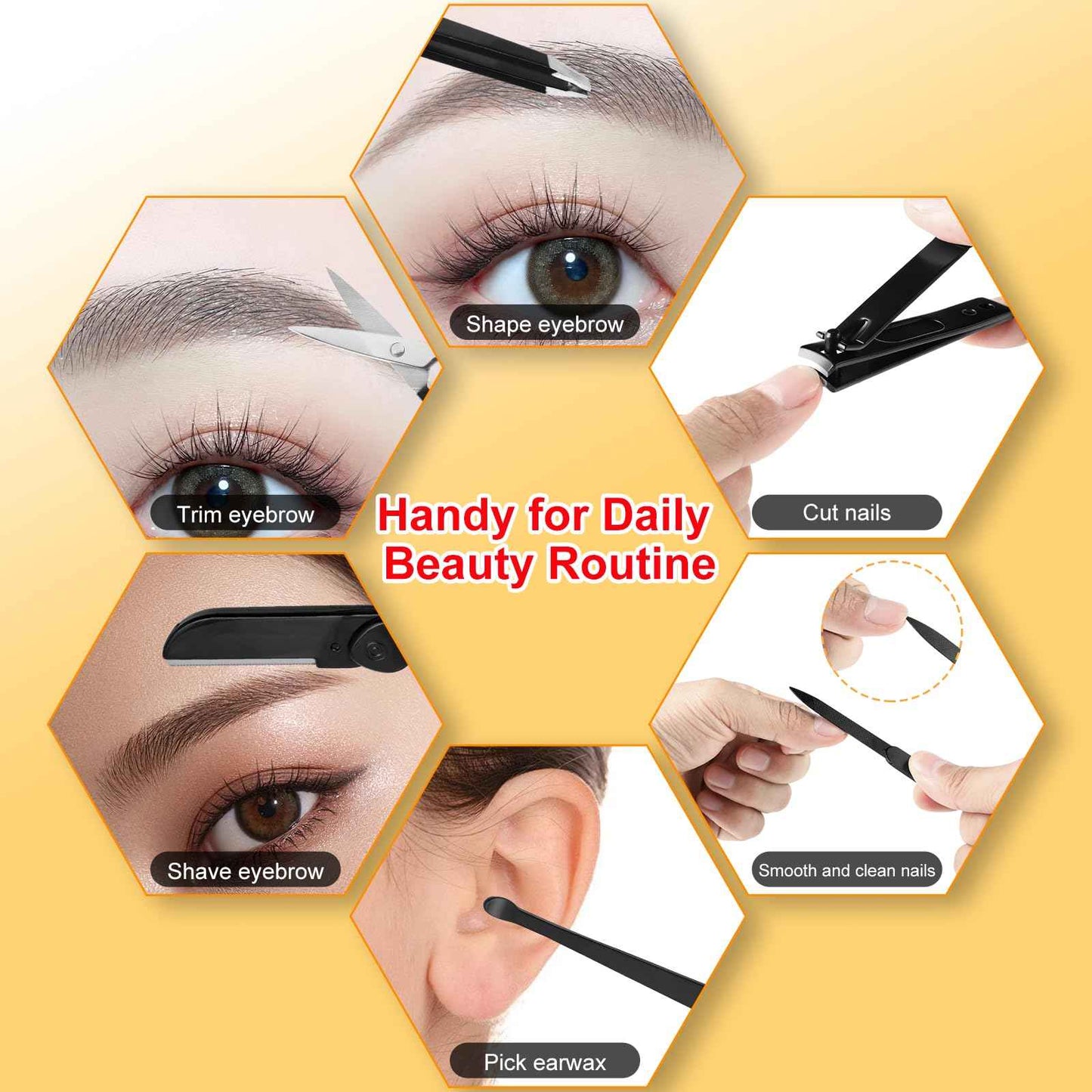 Yougai Tweezers and Nail Clippers Set,9 Pcs Professional Stainless Steel Tweezers Kit-Great Precision Tweezers with Curved Scissors and Eyebrow Razor for Daily Beauty Tools with Leather Travel Case