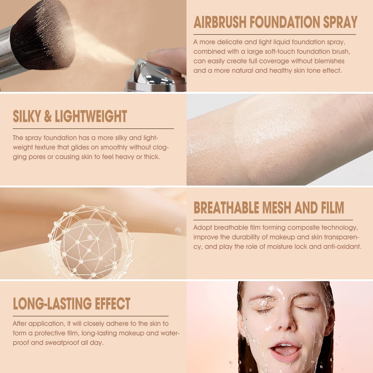 LOKFAR AirBrush Foundation Spray, Silky Mist Foundation Spray Makeup Set with Brush, Full Coverage Foundation for Smooth Radiant Finish, Formula Breathable Lightweight Hydrating | #A01 Ivory