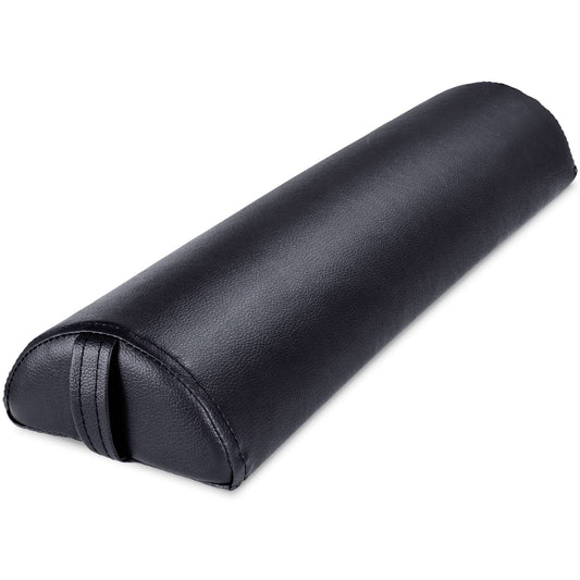 Noverlife Half Round Massage Bolster, Professional PU Semi-Round Massage Bolster Pillow Cushion with Strap Handle, Cozy Positioning Bolster Support Pad for Leg Knee Neck Back Pain Relief - Black