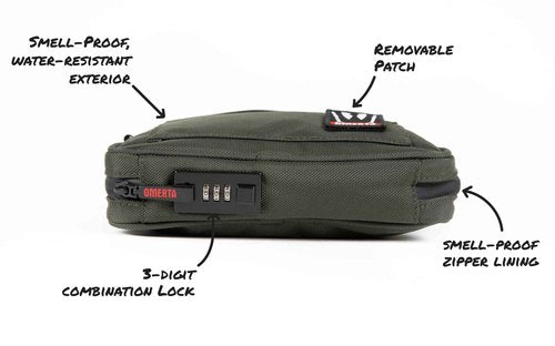 DIME BAGS Smell-proof Boss with Lock Padded Pouch with Activated Carbon Technology | 3-Digit Combo Lock | Low-Profile, Sleek Design (5 Inch, Camo)