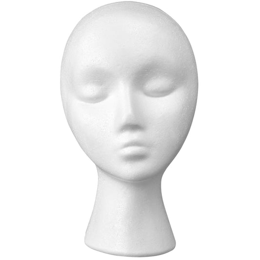 Styrofoam Female Wig Head Mannequins Manikin, Style, Model & Display Women's Wigs, Hats & Hairpieces Stand - by Adolfo Designs (12 Inches)