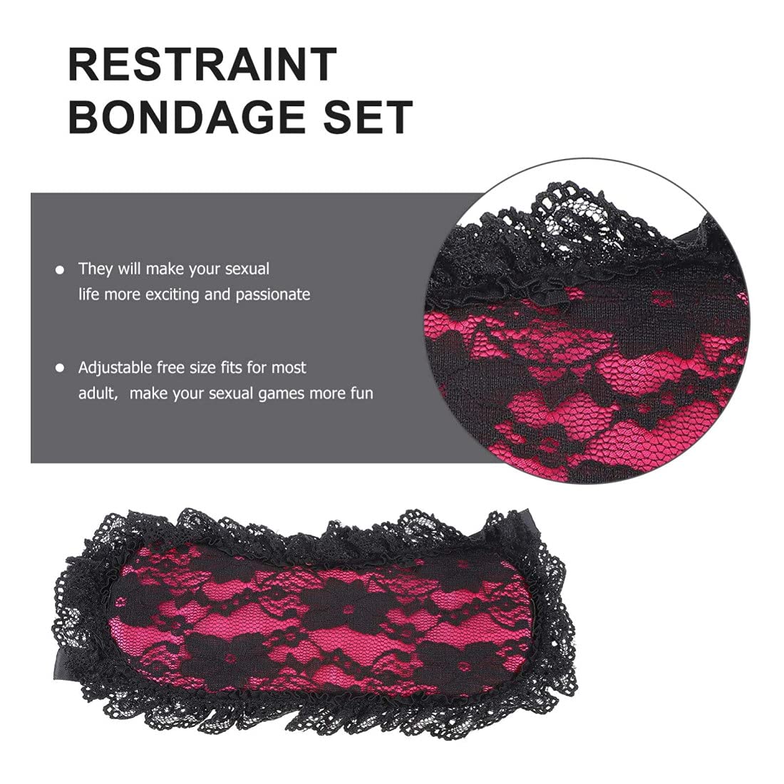 Soft Lace Eye Mask Party Ribbon Accessories, Eye Mask Comfortable Sleep Mask Can Be Adjusted to Shading Eyes, Travel, Meditation (Rose red)