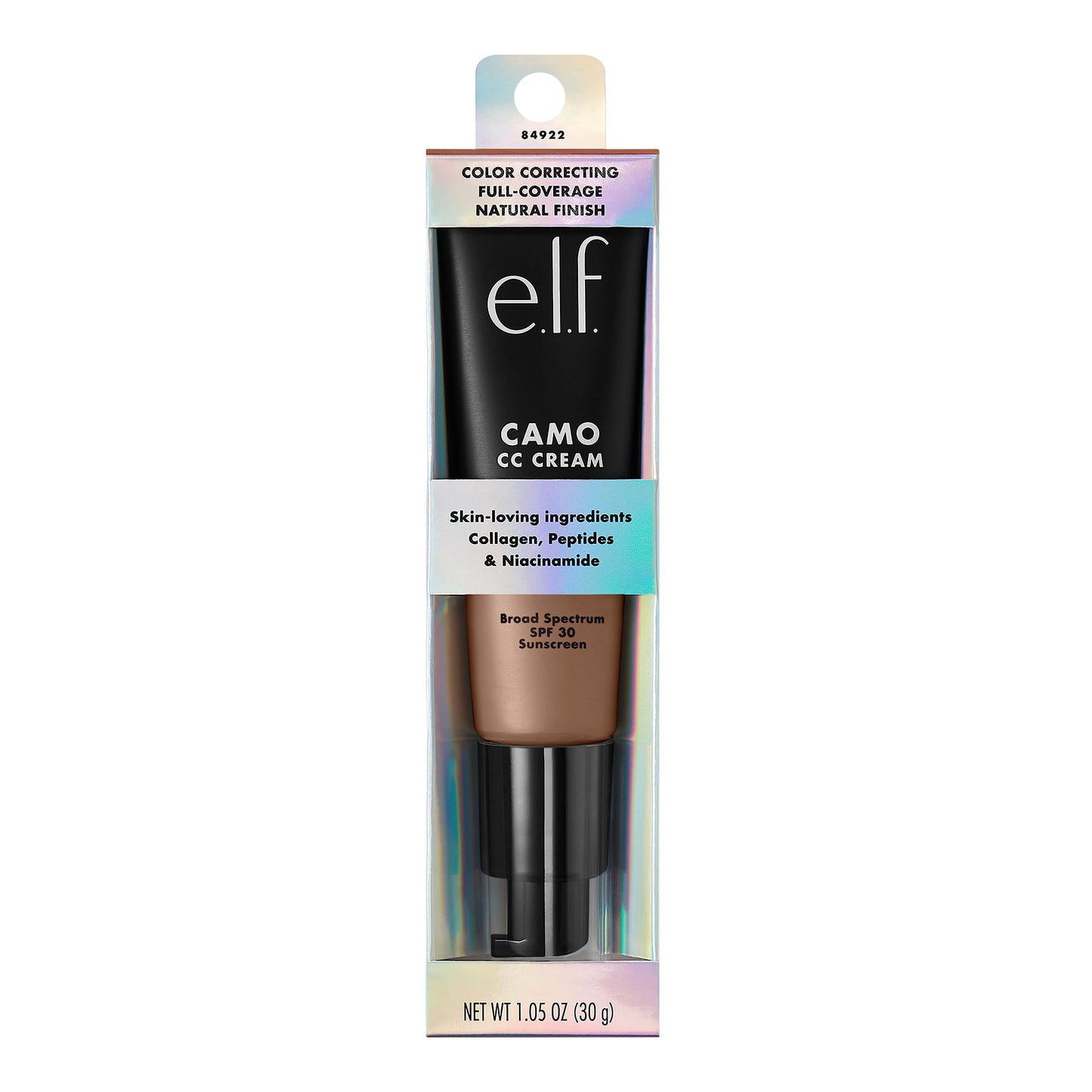 e.l.f. Camo CC Cream, Color Correcting Medium-To-Full Coverage Foundation with SPF 30, Tan 450 N, 1.05 Oz (30g)