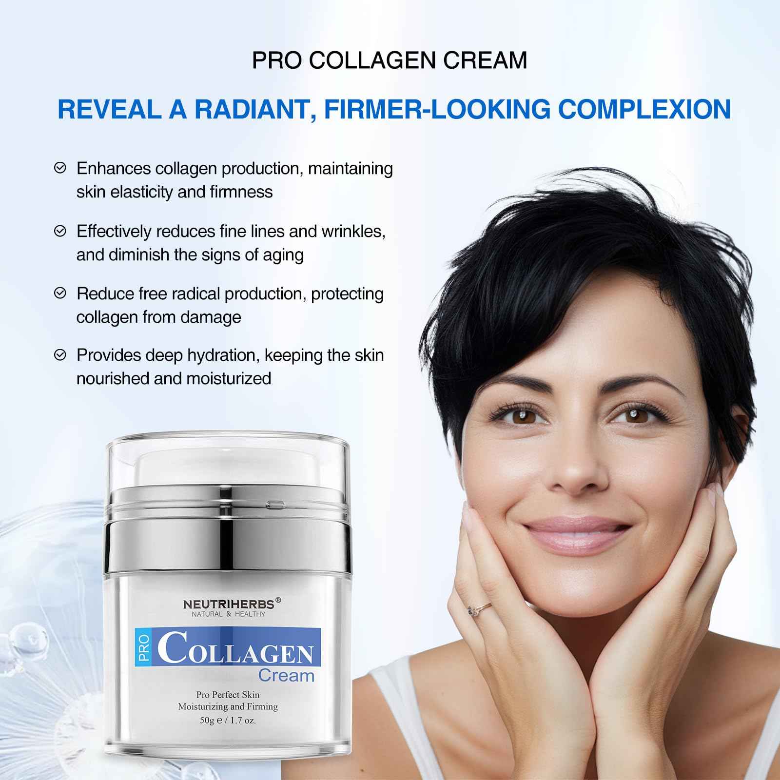 Neutriherbs Face Cream Collagen Facial Moisturizer, Reduce Black Spots and Blemishes,Persistent Moisturizing Reduce Fine Lines 1.7OZ