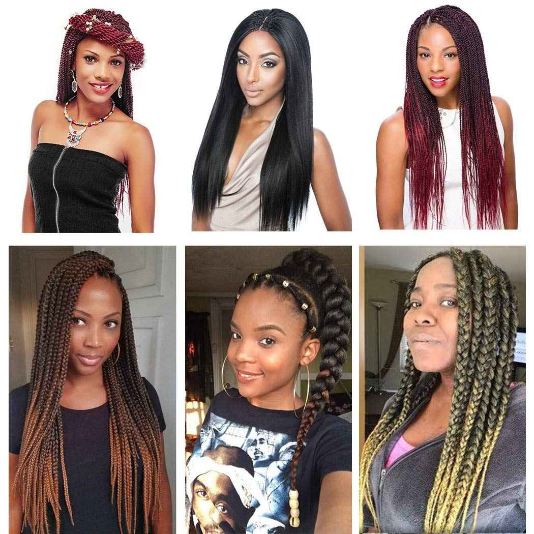 Pre Stretched Braiding Hair 8 Packs 48 Inch Natural Black Color Long Professional Hair for Braiding Twist Braids Itch Free Hot Water Setting Yaki Straight Synthetic Hair Extensions (#1B)