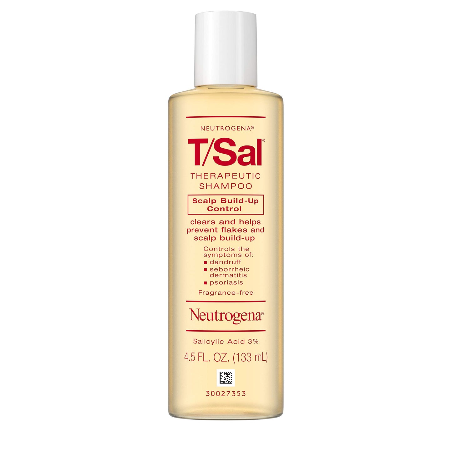Neutrogena T/Sal Therapeutic Shampoo for Scalp Build-Up Control with Salicylic Acid, Scalp Treatment for Dandruff, Scalp Psoriasis & Seborrheic Dermatitis Relief, 4.5 fl. oz (Pack of 4)