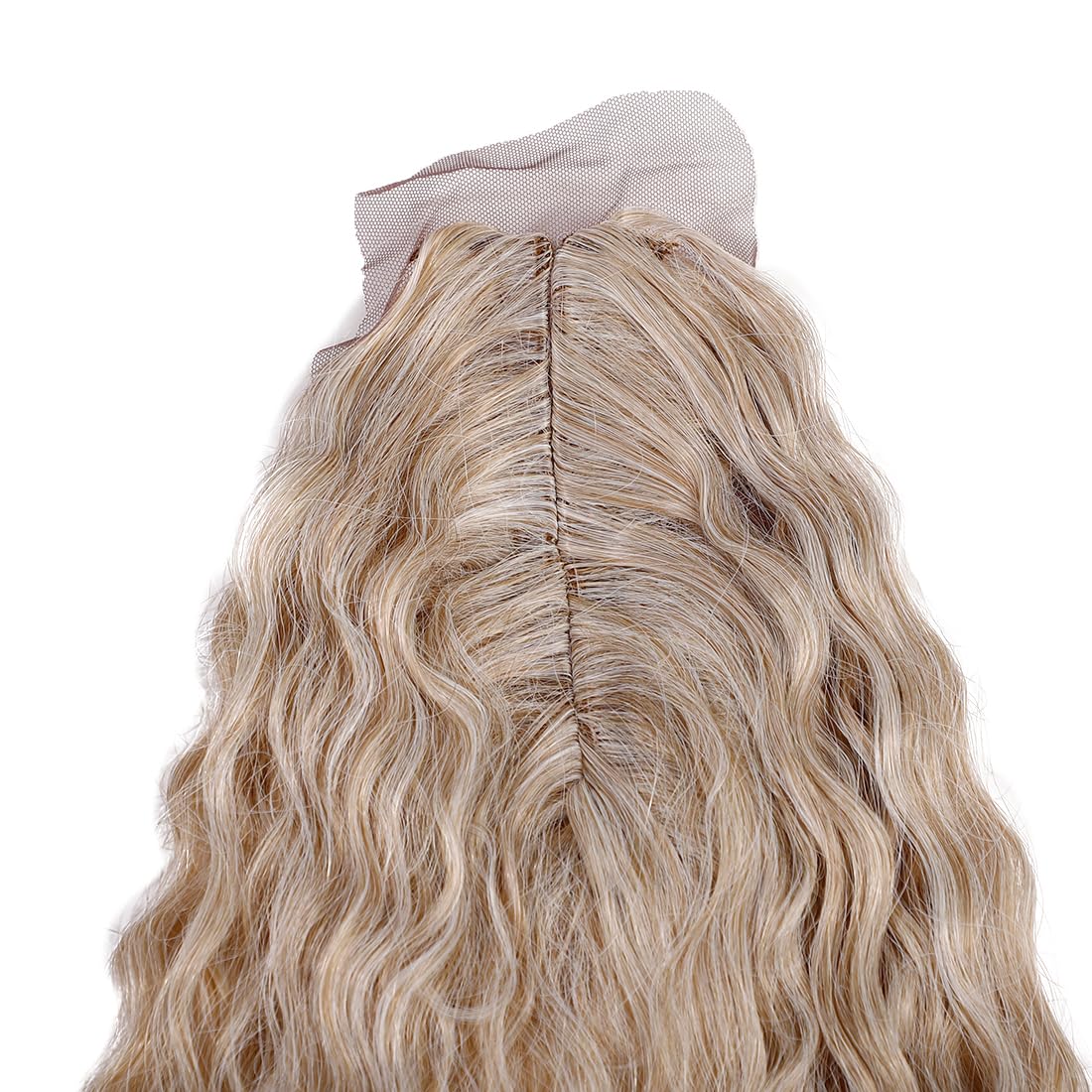 NOBLE star Hair 30" Water Wave Bundles with Closure Synthetic Hair Weft and Wavy 6 Bundles with Closure Curly Weave Bundles with Closure Ombre Blonde Color T16A/56C# Color Extensions