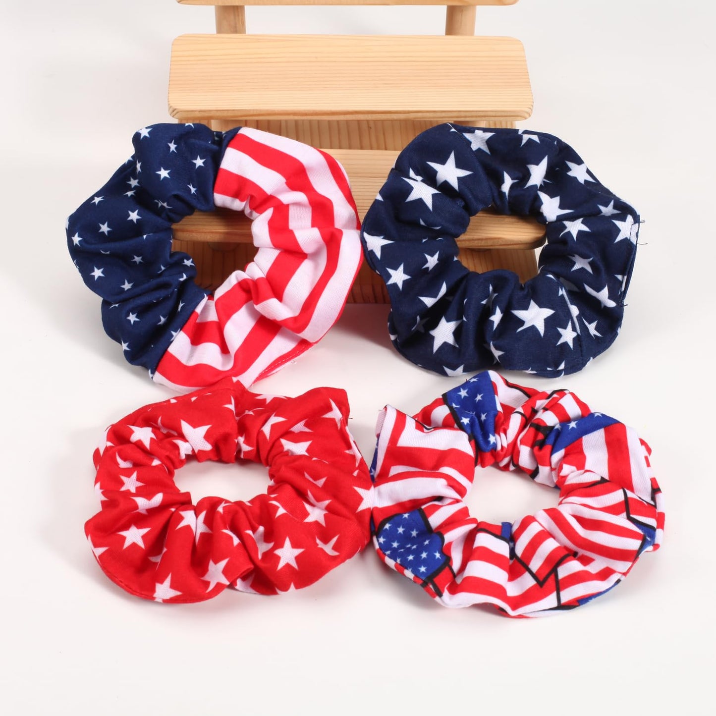 American Flag Elastic Hair Ties for Women Girls Kids Independence Day 4th of July Hair Scrunchies Red White Blue Star Patriotic USA Hair Tie Pony tails Hair Accessories