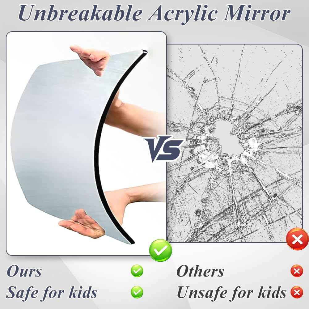 Layrslot Foldable Portable Full Length Mirror, Hanging Folding Mirror with Handle, Frameless Shatterproof Hanging for Camping, Travel, Dance, RV, Home Fitness, Gift (Black, 33x13 Inch)