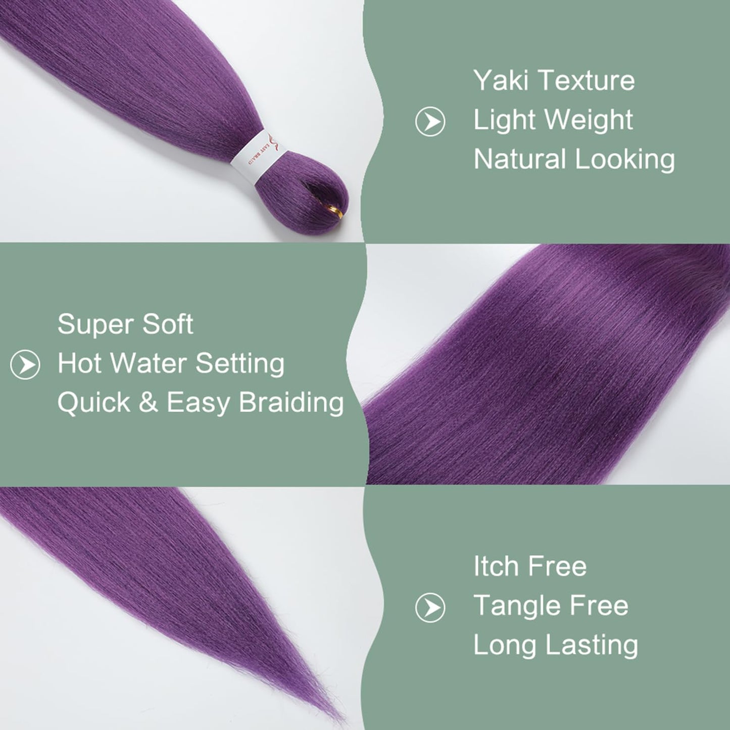 Pre Stretched Braiding Hair 32 Inch 3 Packs Lavender Purple Braiding Hair, Soft Yaki Texture Box Braids Hot Water Setting Synthetic Long Kanekalon Braiding Hair Pre Stretched (32 Inch, Lavender#)