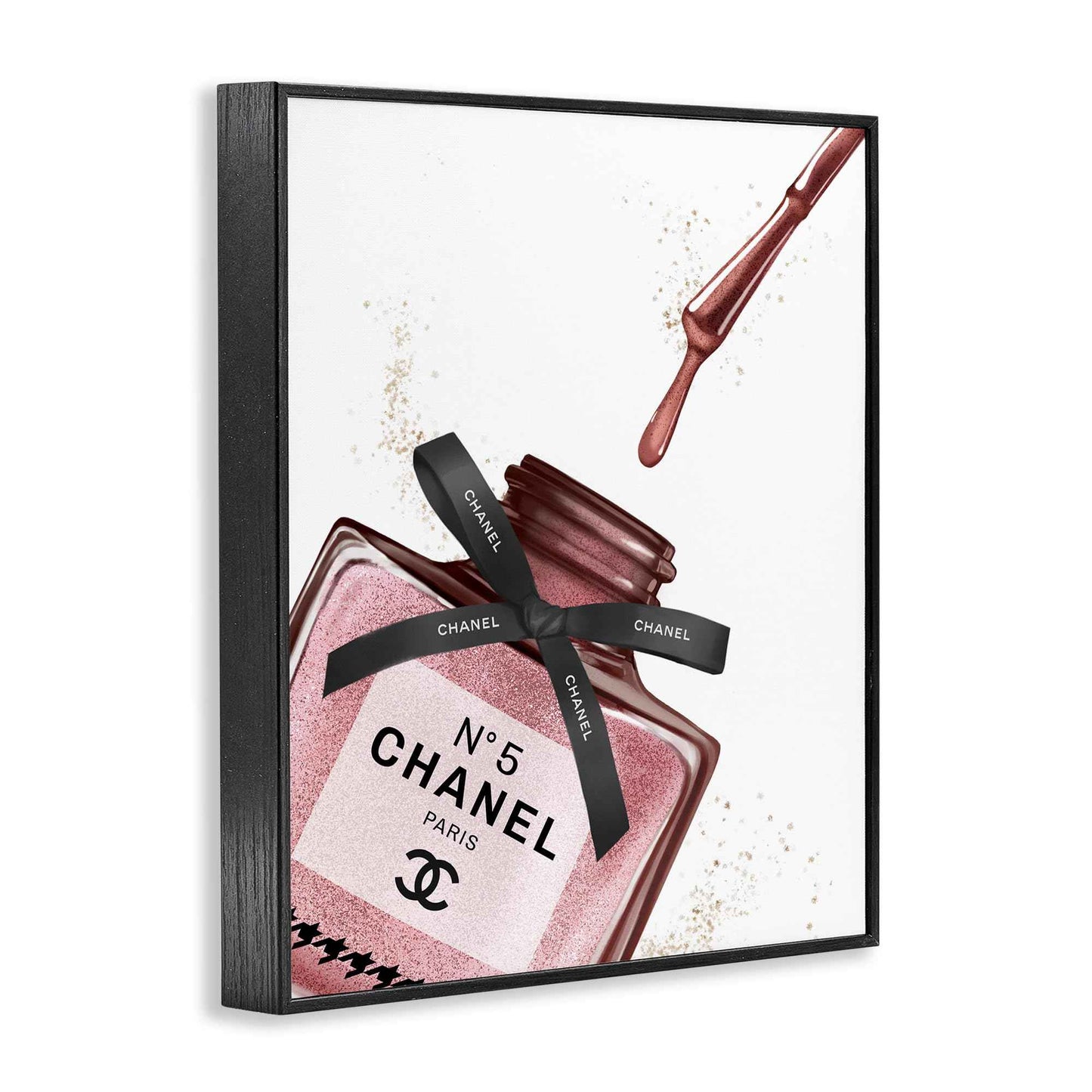 Stupell Industries Makeup Nail Polish Brush Drip Pink Fashion Design Framed Wall Art, Multi-Color