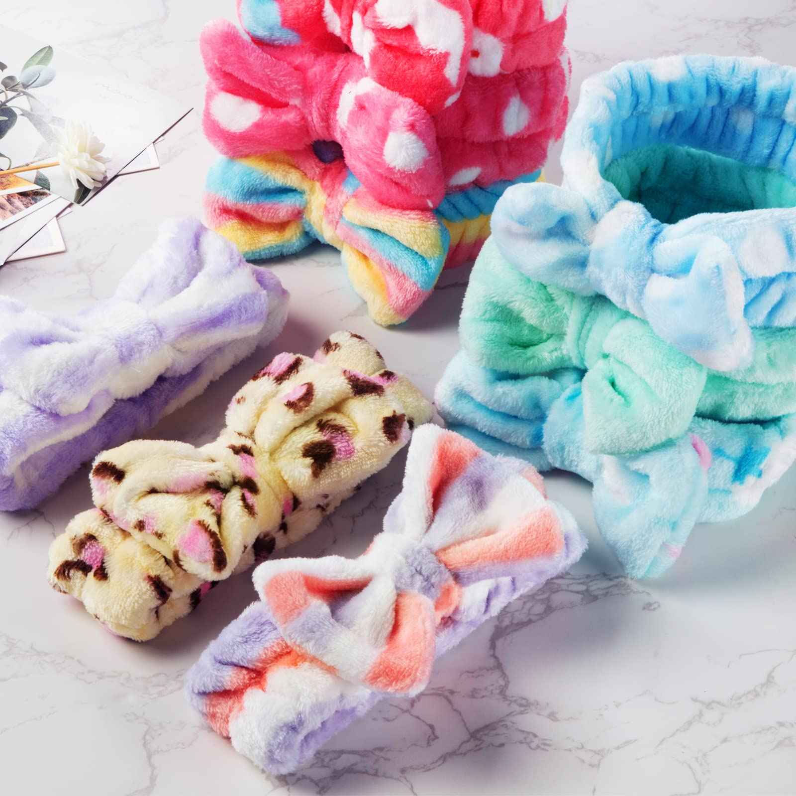 Yunsailing 36 Pcs Spa Headband Set, Women Winter Makeup Headband Bulk, Soft Flannel Towel Skincare Bow Hairband, Girls Face Washing Head Wraps, Ideal Gift for Spa, Yoga, Mask, Shower, Daily Use