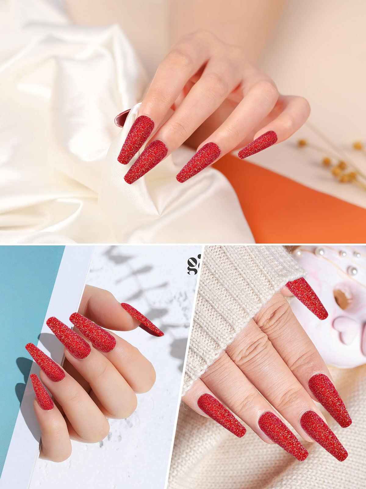 Red Nail Fine Glitter, EBANKU Red Laser Mermaid Manicure Pigment Glitter for Nails Art Resin Craft Supplies, Glitter for Body Nail Face Hair Lip Gloss Makeup 100G