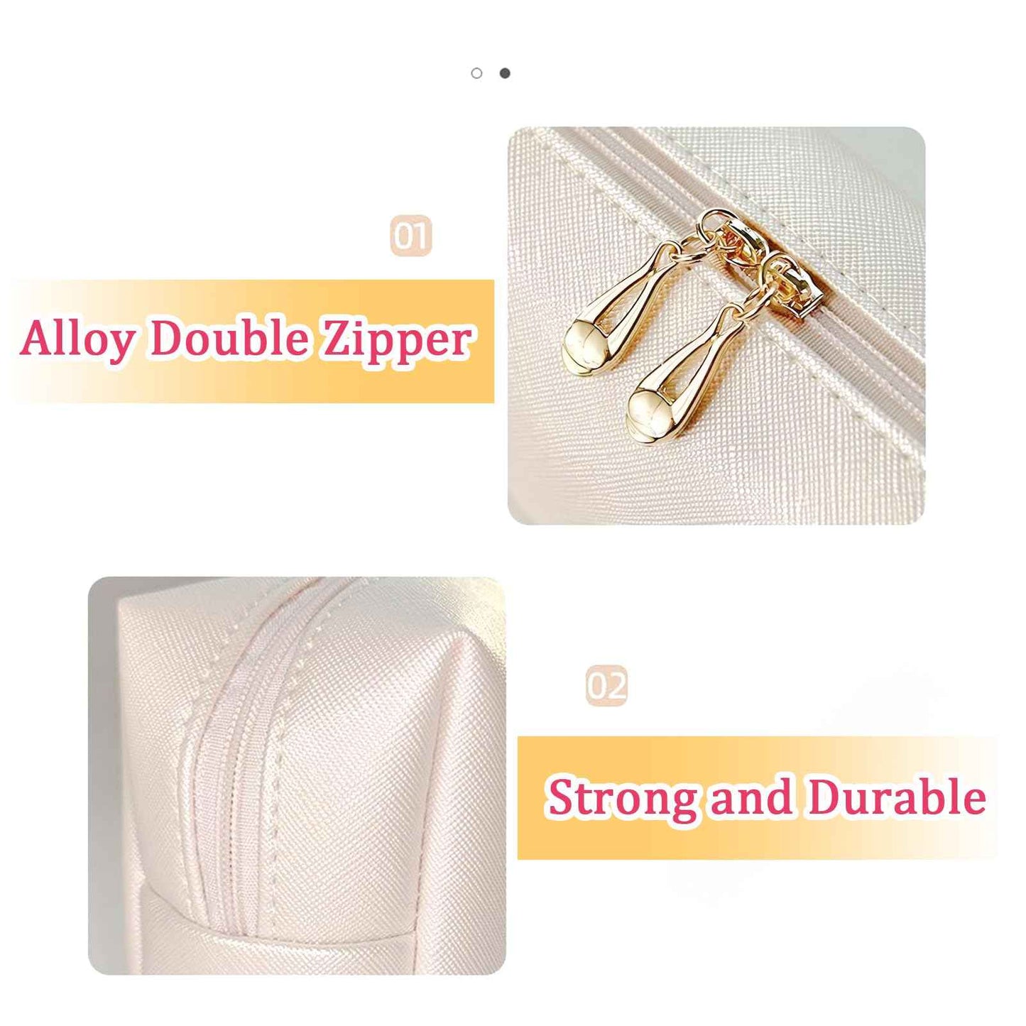 Fodofodo Personalized Initial Letter Makeup Bag,Preppy Patch Makeup Bag,PU Waterproof Travel Toiletry Bag,Chenille Letter Cosmetic Bag,Toiletry Zipper Pouch Organizer for Women Girls (White,U)