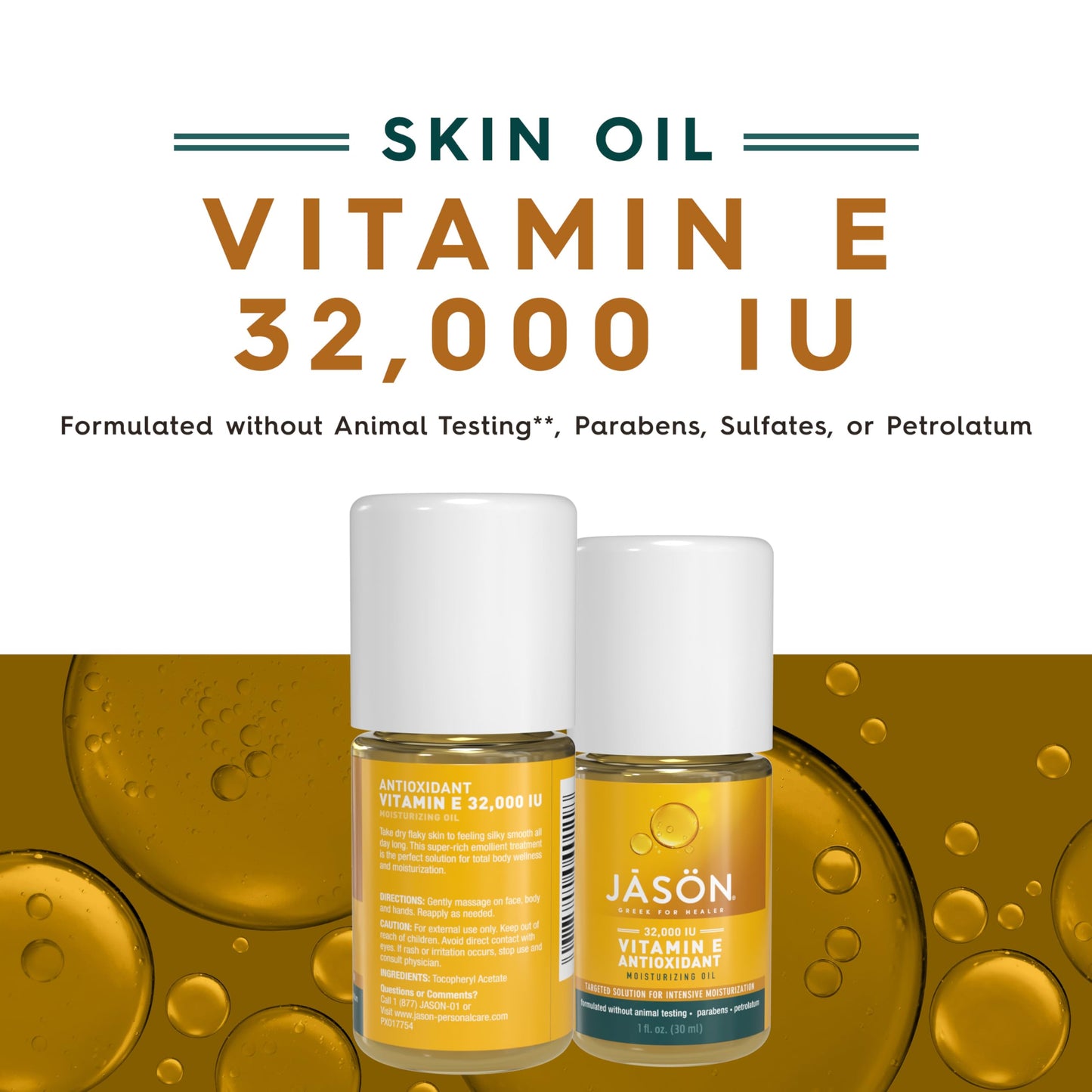 JASON Vitamin E 32,000 IU Moisturizing Oil , For Targeted Solutions, 1 Fluid Ounces