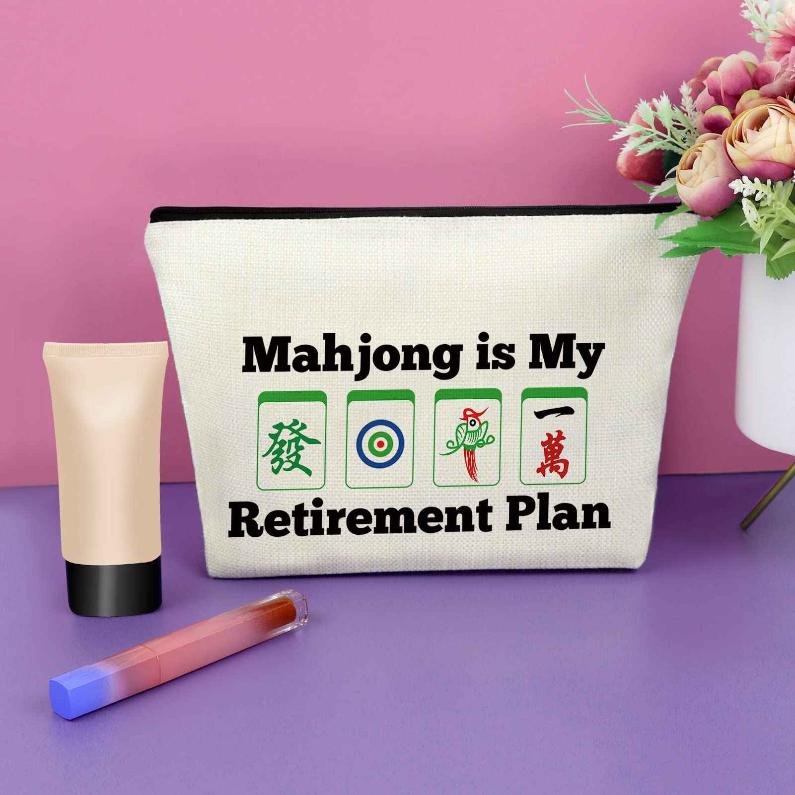 Sazuwu Mahjong Lover Retirement Gifts for Her Cosmetic Travel Pouch Birthday for Mom, Grandma, Aunt