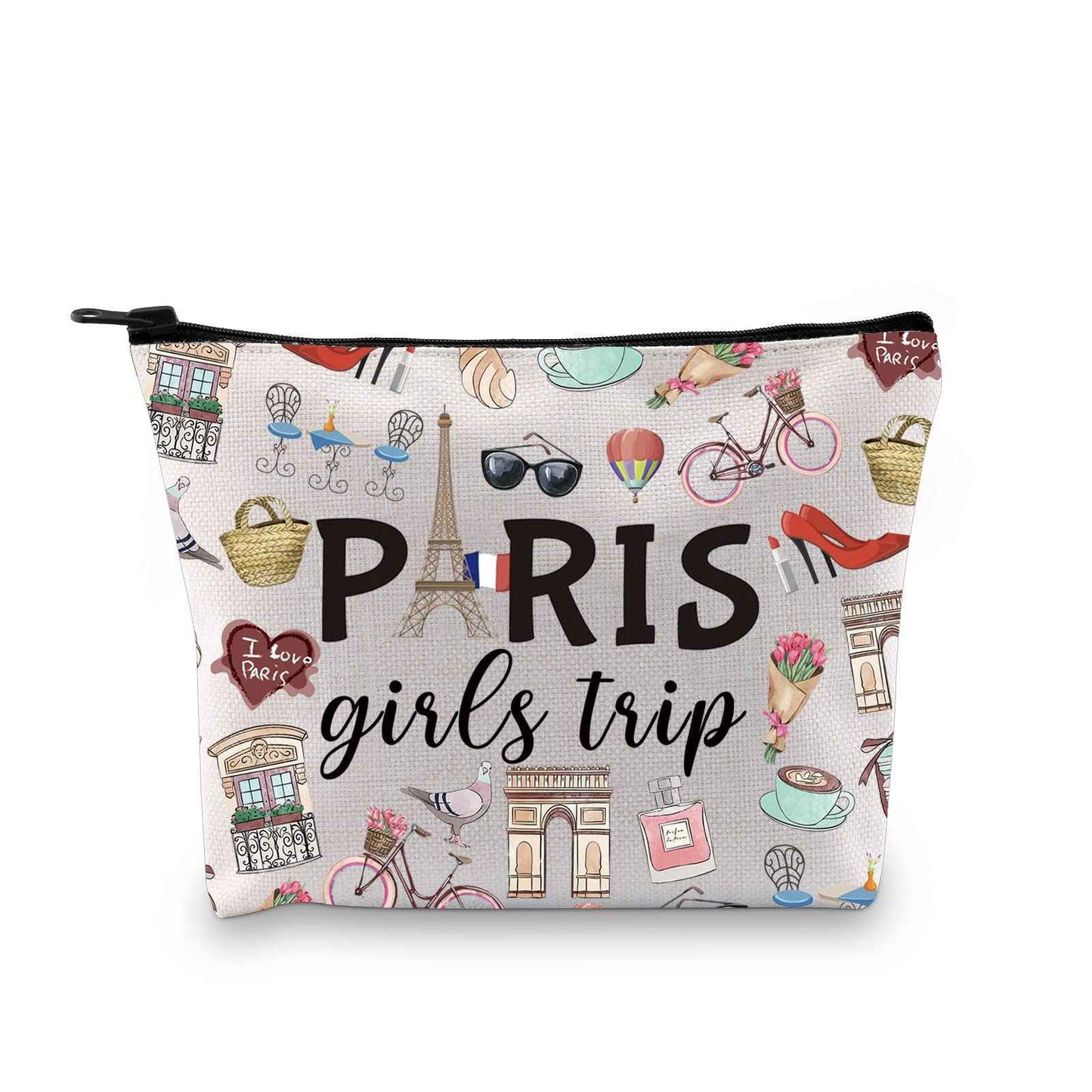 Paris Weekend Gift Bag - Vacation Theme Travel Bag with Paris Skyline Design - Perfect for Girls' Trip to France