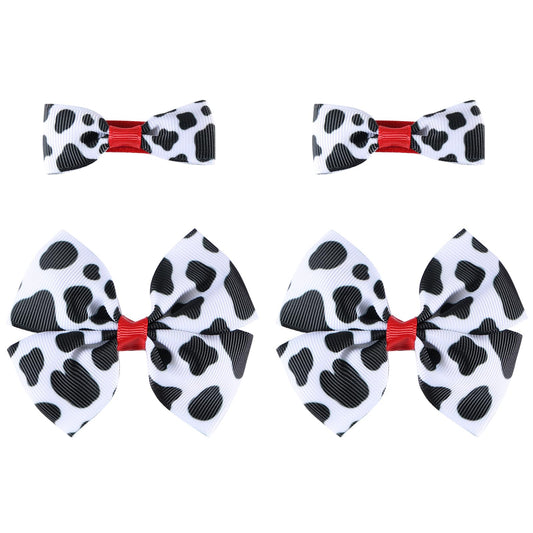 Cow Print Hair Bow Clips for Toddler Teens Baby Girls Cow Theme Birthday Gifts Cute Black Cow Alligator Barrettes Hairpins Kids Cowgirl Costume Dress Party Decor Accessories