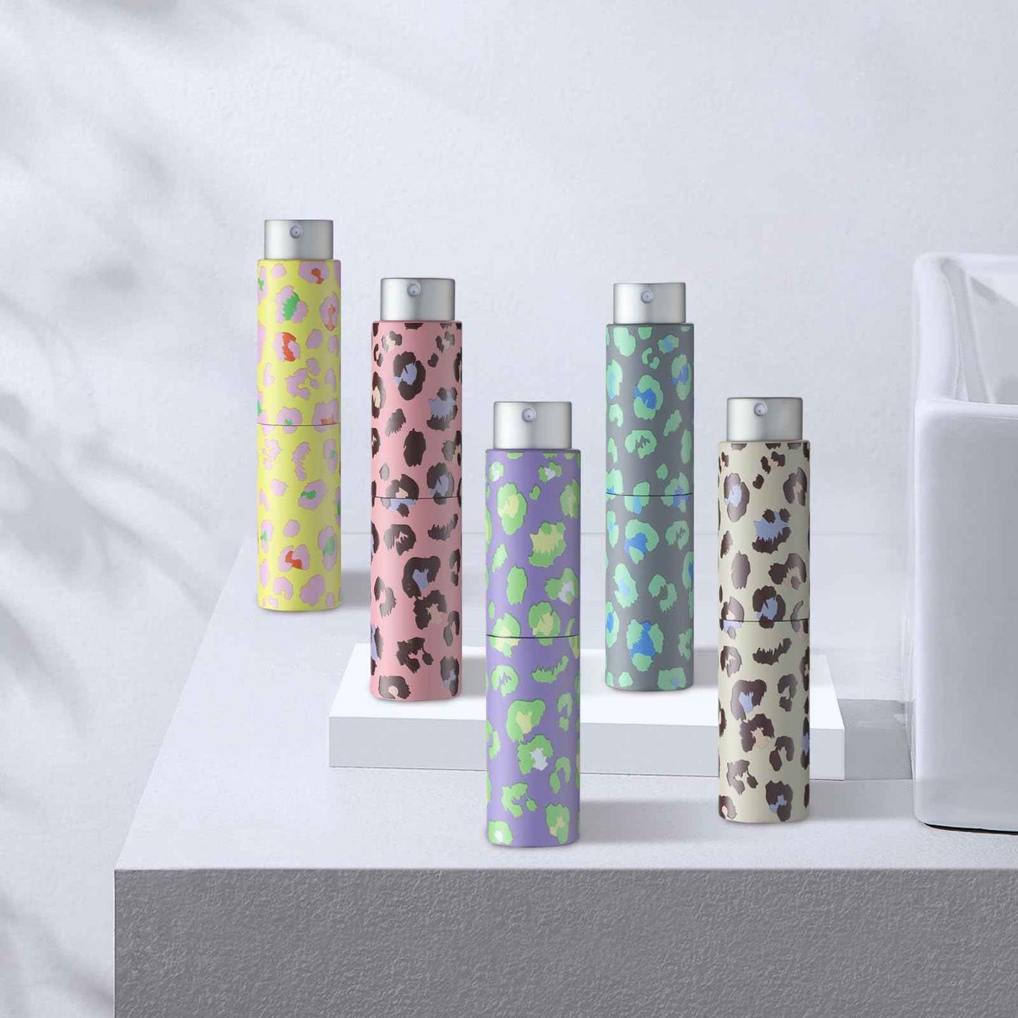 IRON BILL 8ML Travel Perfume Bottle Refillable (Leopard Print) Mini Portable Atomizer Spray Bottle for Cologne and Perfume(5pcs)