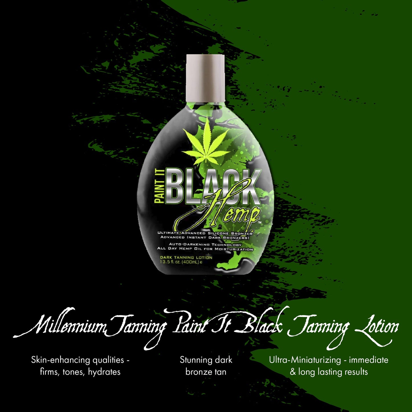 Millennium Tanning Products - Paint It Black Hemp Bronzer & Dark Tanning Lotion - 13.5 Ounce